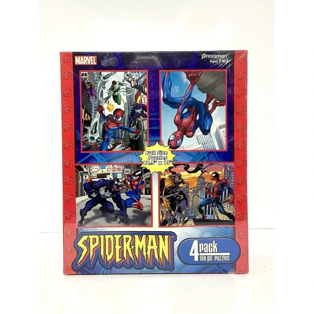 Marvel‎ Spiderman Jigsaw Puzzle (4) Pack Ages 5 - 8 Pack Factory Sealed NIB 2004